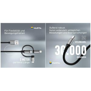 Ladekabel Speed Charge & Sync cable 3in1, 2 m VARTA 57937 101 111 (4008496066315)