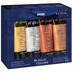 Acrylfarbe el Greco Acrylic Metallic, 75 ml, 4er-Set KREUL 28270 (4000798123017)