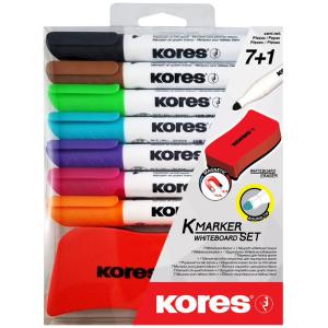 Whiteboard-Marker Set, 7 Marker + Tafellöscher Kores M20866 (9023800208668)