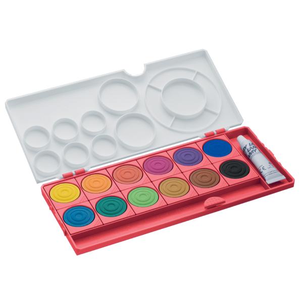 Deckfarbkasten aquaplus, rot, 12 Farben LAMY 1222609 (4014519674887)