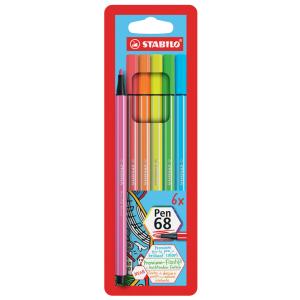 Fasermaler Pen 68 NEON, 6er Kartonetui STABILO EO6806-1 (4006381132503)