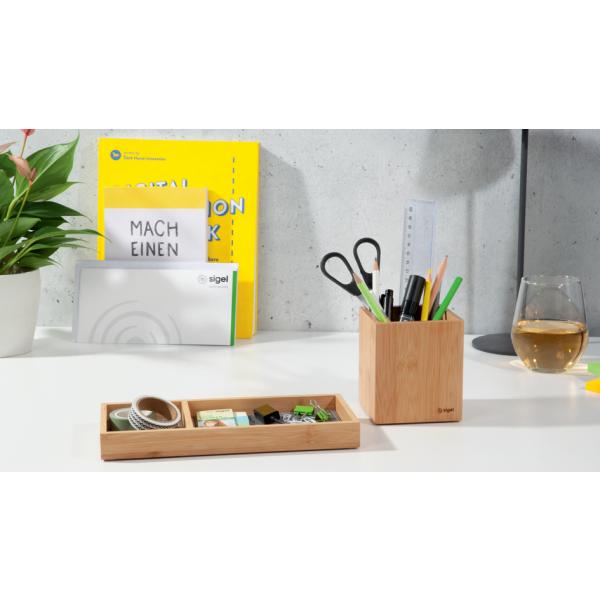 Federschale Bambus hellgrau schwarz 245x25x109mm SIGEL SA205 (4004360785498)