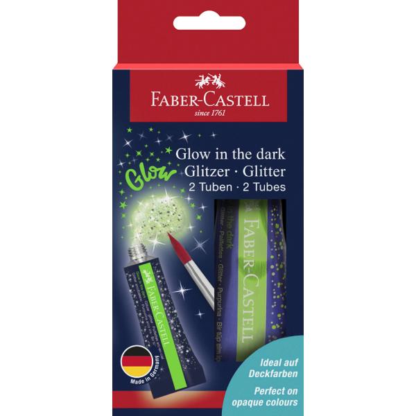 FABER-CASTELL Glitzer-Gel Glow in the dark, 2 Tuben a 12 ml Faber-Castell 125092 (4005401250920)