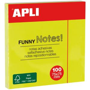 Haftnotizen 'FUNNY Notes!', 75 x 75 mm, neongelb APLI 11897 (8410782118978)
