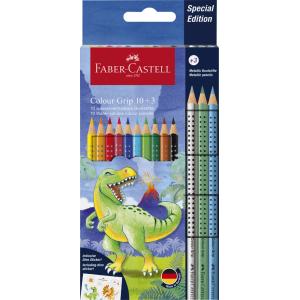 FABER-CASTELL Dreikant-Buntstifte Colour GRIP Dino, 10+3 Faber-Castell 201545 (4005402015450)