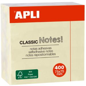 Haftnotiz-Würfel 'CLASSIC Notes!', 75 x 75 mm, gelb APLI 11597 (8410782115977)