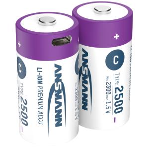 Li-Ion Akku Baby C mit USB-C Kupplung, 2er Karton ANSMANN 1313-0004 (4013674193981)