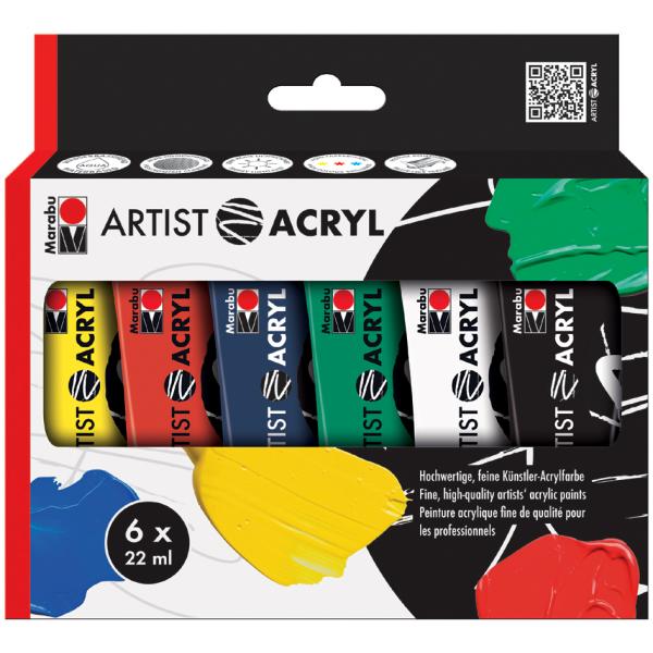 Acrylfarben-Set 'Artist Acryl', 6 x 22 ml Marabu 1220000000091 (4007751631077)