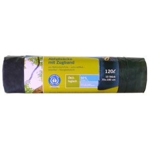 Abfallsack, mit Zugband, blau/ schwarz, 120 Liter Secolan 241007 (4260123533342)