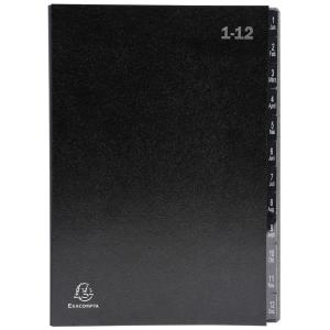 Pultordner, DIN A4, 1-12, 12 Fächer, schwarz EXACOMPTA 57012E (3130630570127)