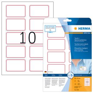 Namensetiketten 80 x 50 mm, Acetat-Seide, blauer Rand HERMA 4410 (4008705044103)