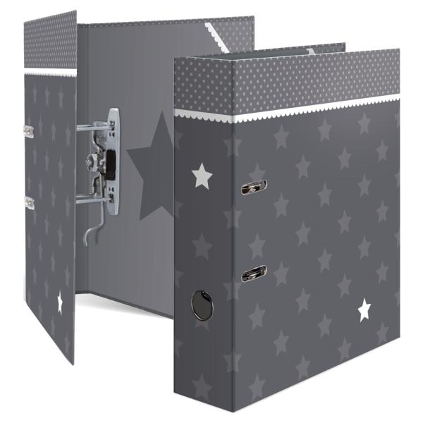 Motivordner 'Stars', Grau mit weißen Sternen, DIN A4 HERMA 7194 (4008705071949)