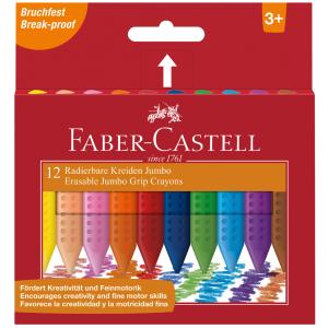 FABER-CASTELL Radierbare Kreiden JUMBO, 12er Kartonetui Faber-Castell 122540 (4005401225409)
