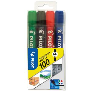 Permanent-Marker 100, Rundspitze, 4er Etui PILOT 501725 (3131910501725)
