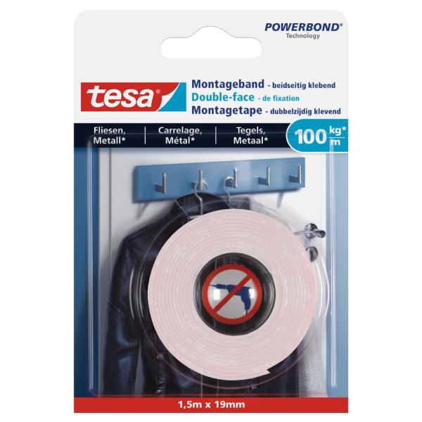 Powerbond Montageband für Fliesen/ Metall, 19 mm x 5, 0 m tesa 77747-00000-00 (4042448340337)