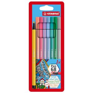 Premium-Filzstift Pen 68 8er Kunststoffetui Pastellfarben sortiert STABILO 68/8-01 (4006381507882)