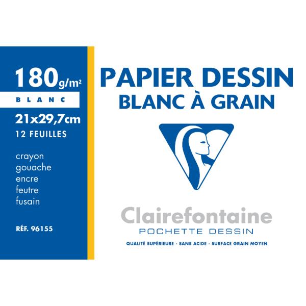 Zeichenpapier 'Blanc a Grain', 210 x 297 mm Clairefontaine 96155C (3329680961553)