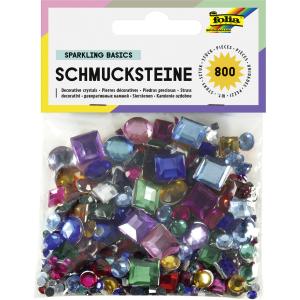 Schmucksteine eckig u. rund ca. 800 Teile Größen Farben sortiert FOLIA 1240 (4001868012408)
