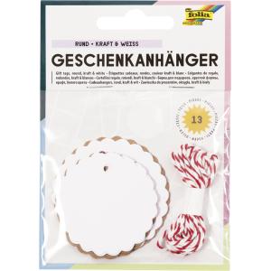 Geschenkanhänger lang, natur & weiß, inkl. Schnur folia 12002 (4001868073737)
