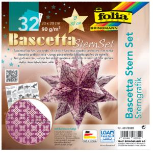 Faltblätter Bascetta-Stern, 200 x 200 mm, weiß/ kupfer folia 407/2020 (4001868087772)