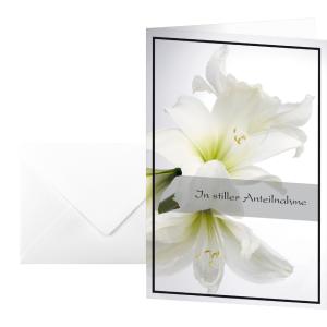 Trauerkarte 'Weiße Amaryllis', (B)115 x (H)170 mm sigel DS006 (4004360849770)