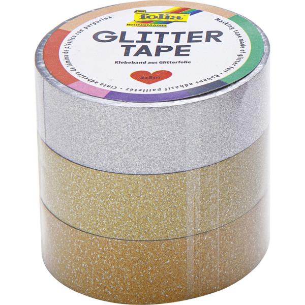 Deko-Klebeband 'Glitter Tape', silber/ hellgold/ gold folia 28301 (4001868070668)