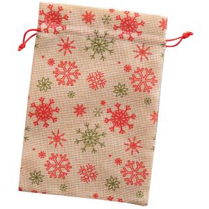 Beutel in Juteoptik, natur mit Schneeflocke folia 641 (4001868085563)