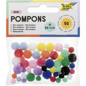 Mini-Pompons, 50 Stück, farbig sortiert folia 50509 (4001868061734)