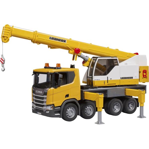 bruder Liebherr Kran-LKW Scania Super 560R gelb 1:16 Licht/Sound Modul