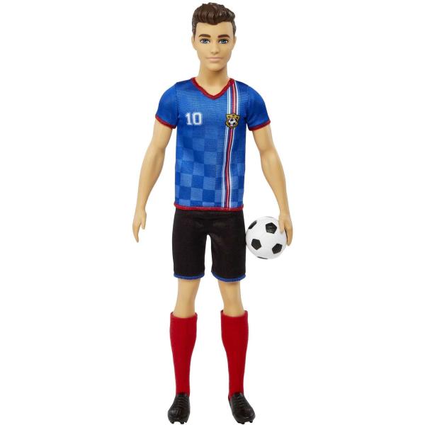 MATTEL Barbie Fußballspieler Ken brünette im blauen Trikot (0194735015221)